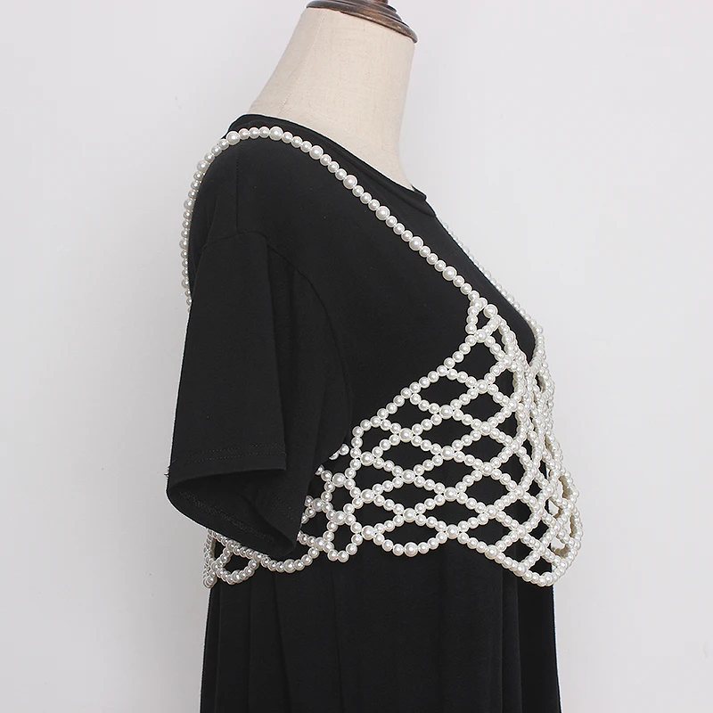 Women's Runway Fashion Pearl Knitted Vest Cummerbunds Female Dress Corsets Waistband Belts Decoration Wide Belt TB1637