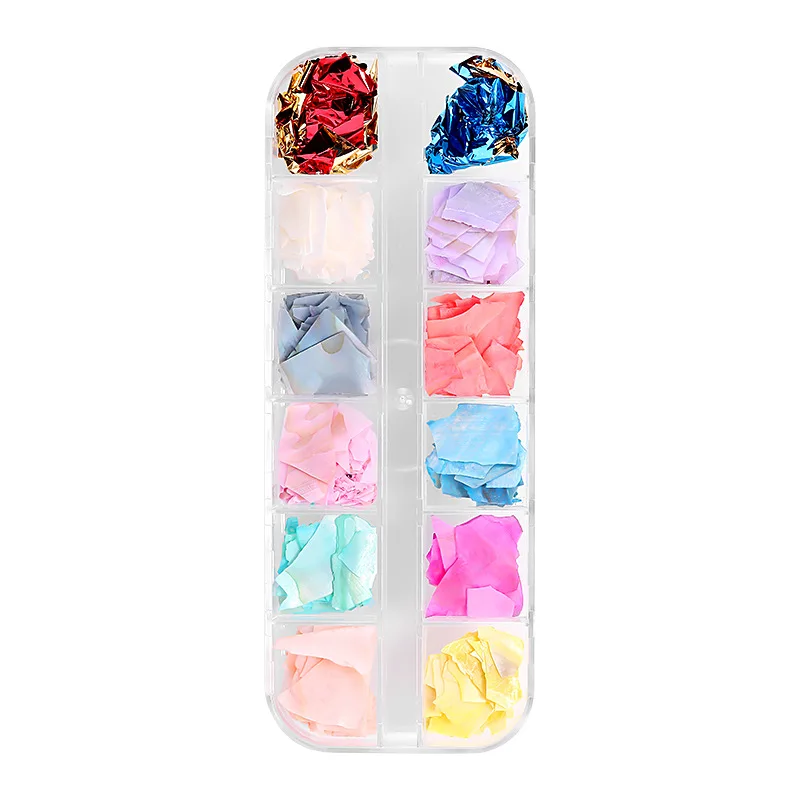 

Ins new12 color mixed manicure shell piece jewelry strip box mixed with super thin abalone pieces Japanese net red nail art