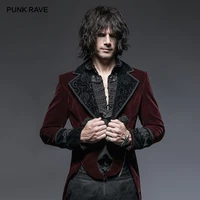 punk rave gothic vampire red mens gentle tail jacket with scissors punk rock party cospaly men long coat clothes windbreaker