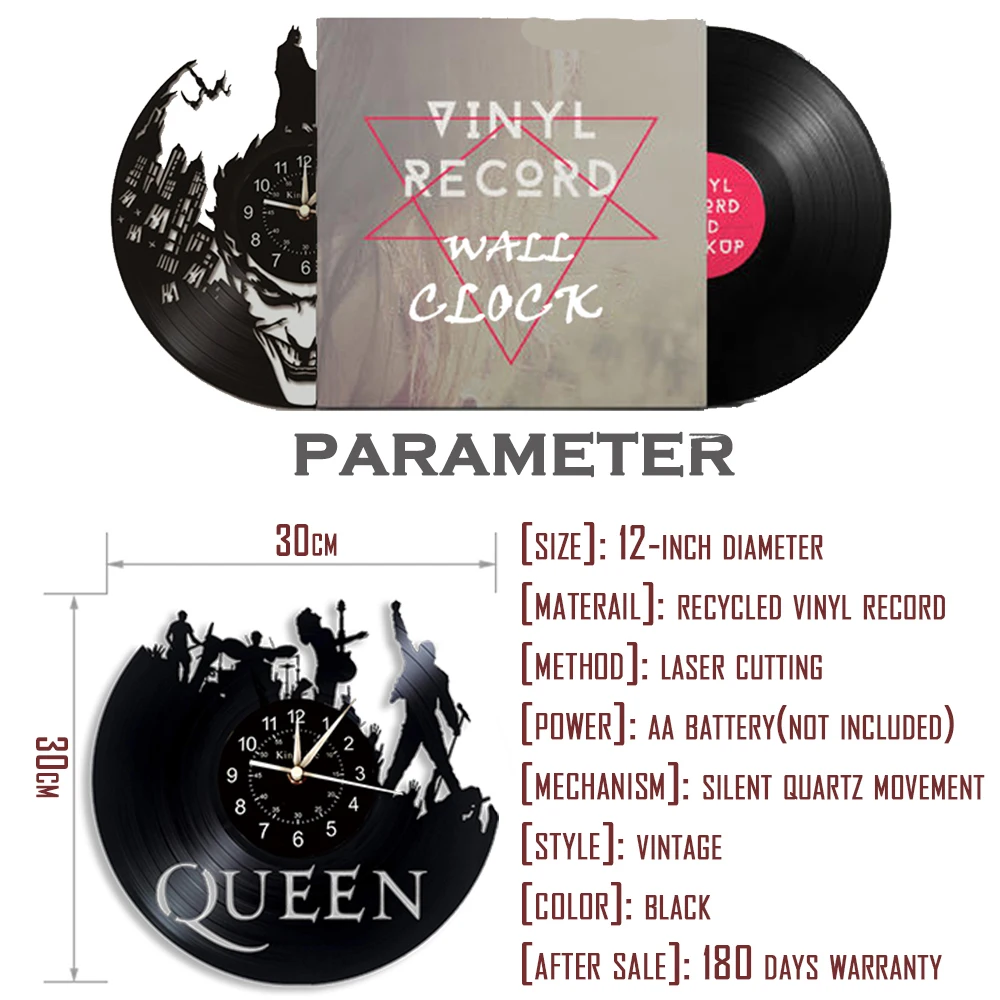 

Queen Music Band Vinyl Record Wall Clock LED Wall Clock | Home Bedroom Decoration | Creative 7 Color Luminous Wall Clock.