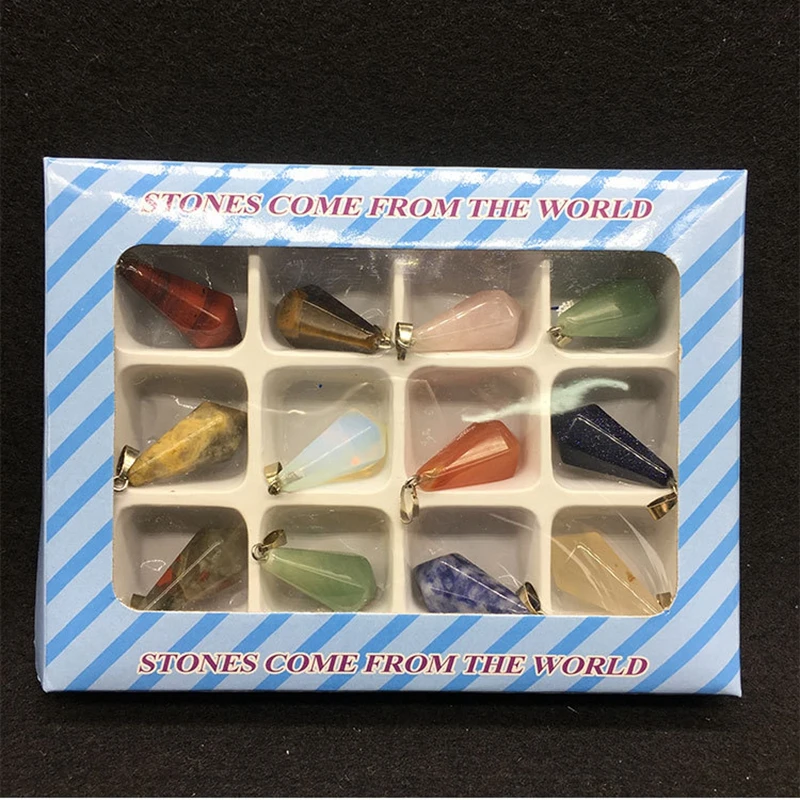 12 шт./кор. подвески из природного камня кулон камень шестиугольная конус жизни