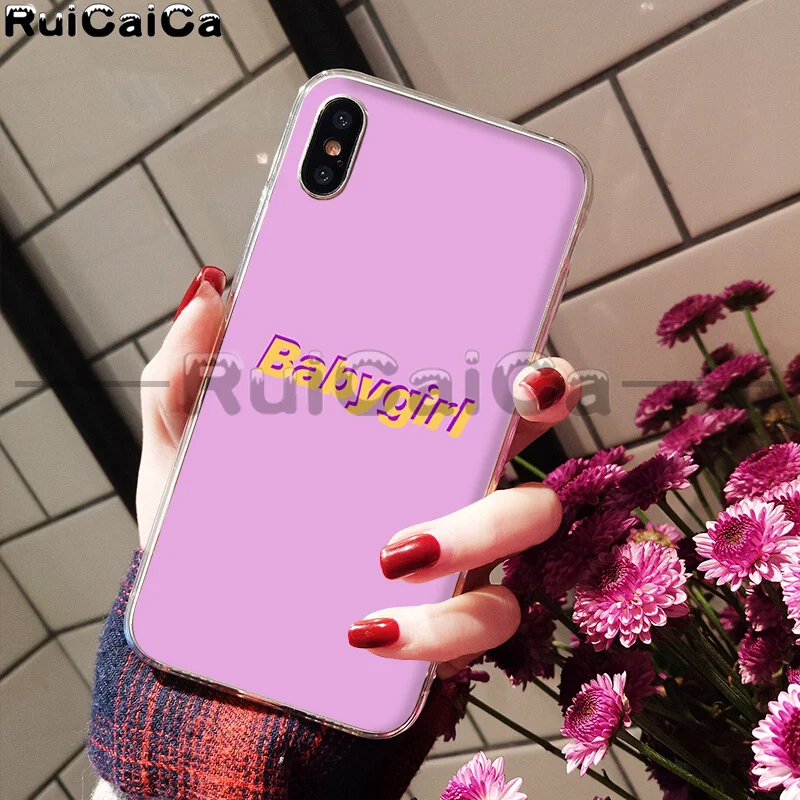 A3 RuiCaiCa Babe babygirl honey line Text art Smart Cover мягкий чехол для телефона Apple iPhone 8 7 6S Plus X XS MAX 5 5S SE XR - Цвет: A3