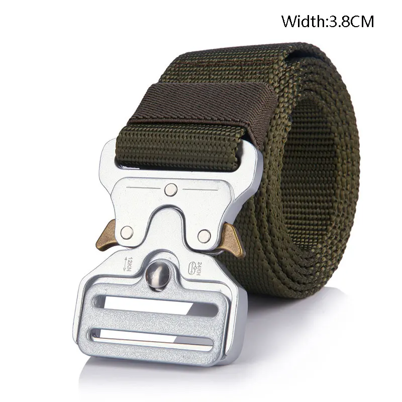Army green B 3.8cm Армии нейлоновый пояс военный тактический ремень Для мужчин металлической пряжкой сверхмощный полиции Cinto на открытом воздухе охотничий поясной ремень Принадлежности для охоты - Цвет: Army green B 3.8cm