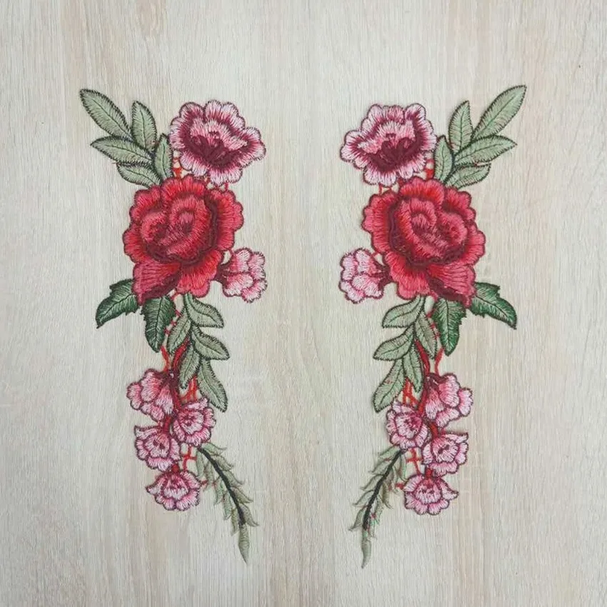 Новая Цветочная вышивка в виде Розы 2 шт. нашивка для платья шляпы сумки джинсов