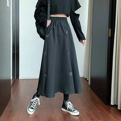 Новая юбка средней длины с эластичным поясом и тонкой пряжкой | Женская одежда