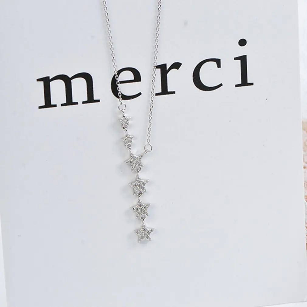 Модное ожерелье с пятиконечной звездой 925 y образная цепочка для ключицы Женская