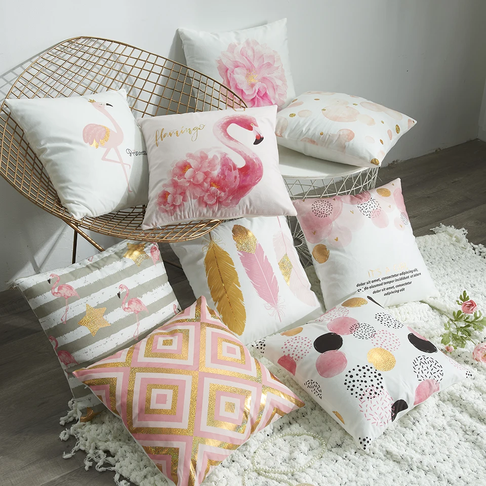 INS/модный свитер Фламинго шаблон горячий stampingSofa наволочка невидимая застежка