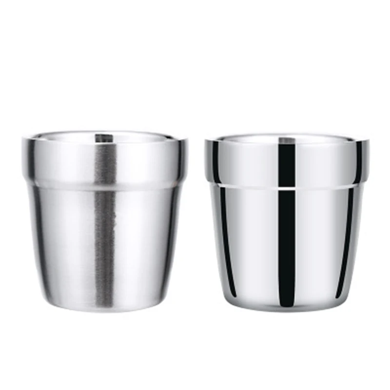 Чашка из нержавеющей стали 7x7 5 см двухслойная для воды чая пива чашки дома на