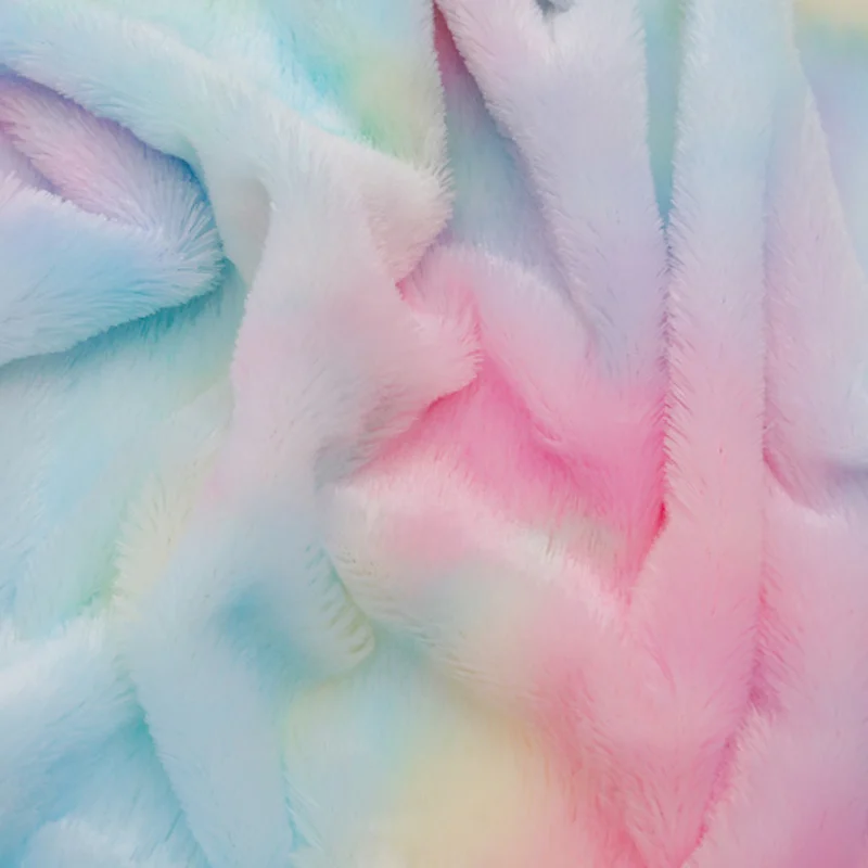 Имитация кроличьего меха плюшевая ткань Красочная радуга PV бархатная мягкая