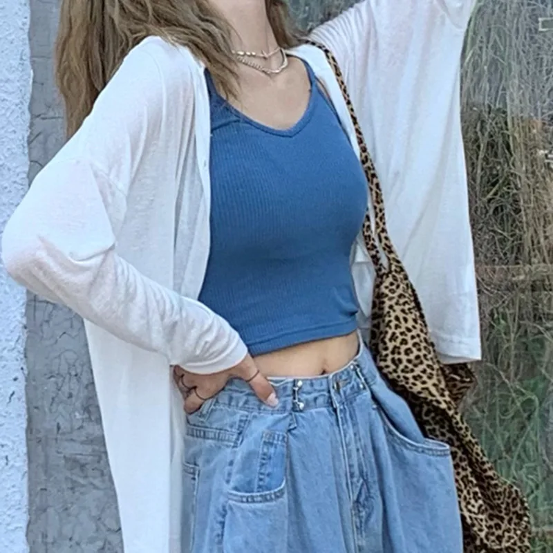 Women's Vest Self-made Six Color V-neck Sling 2021 Korean Version Summer New Pure Fashion Versatile Short Top | Женская одежда