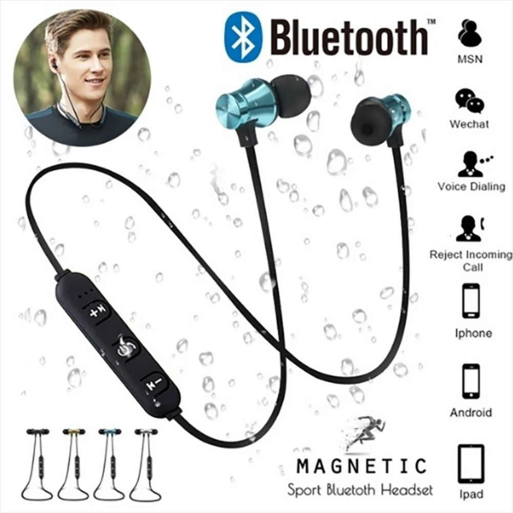 metal bluetooth 4.2 Magnetic Wireless Headpset with Microphone Sports Running Stereo Headset for Android IOS smart phone