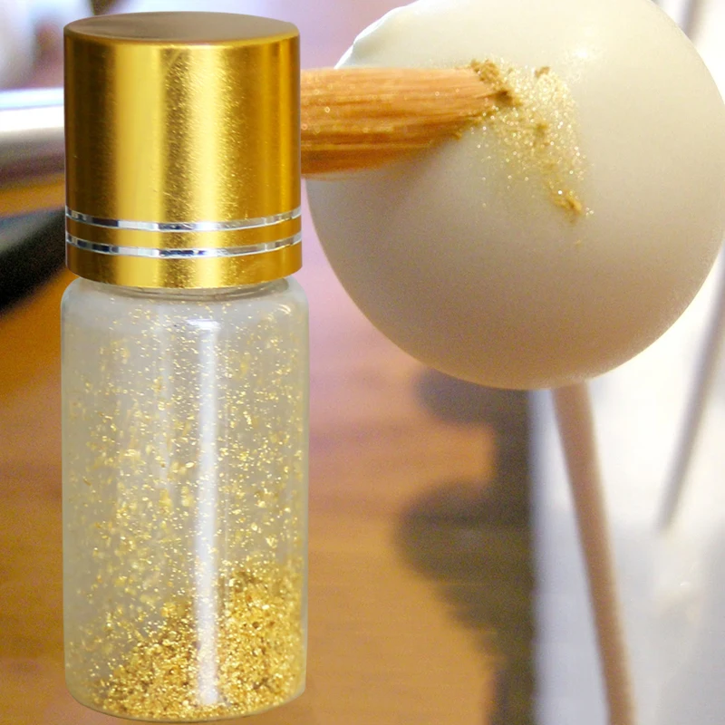 24K съедобный настоящий золотой порошок для украшения выпечки Золотая фольга