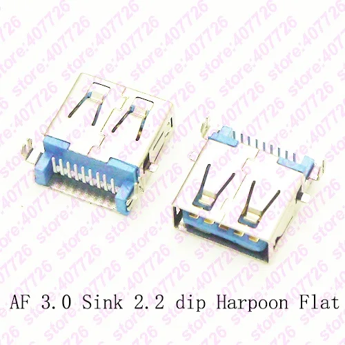 100 шт. AF USB 3 0 коннектор для раковины 2 Тип DIP SMT плоский рот Высокоскоростной разъем