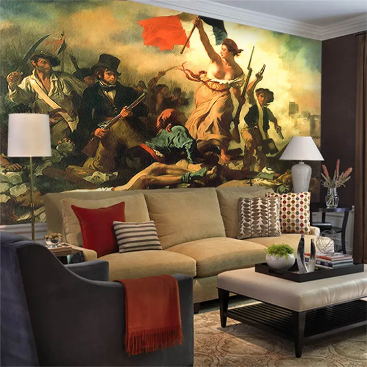 

Custom size European world famous paintings free guide people oil painting wallpaper living room sofa bedroom TV background