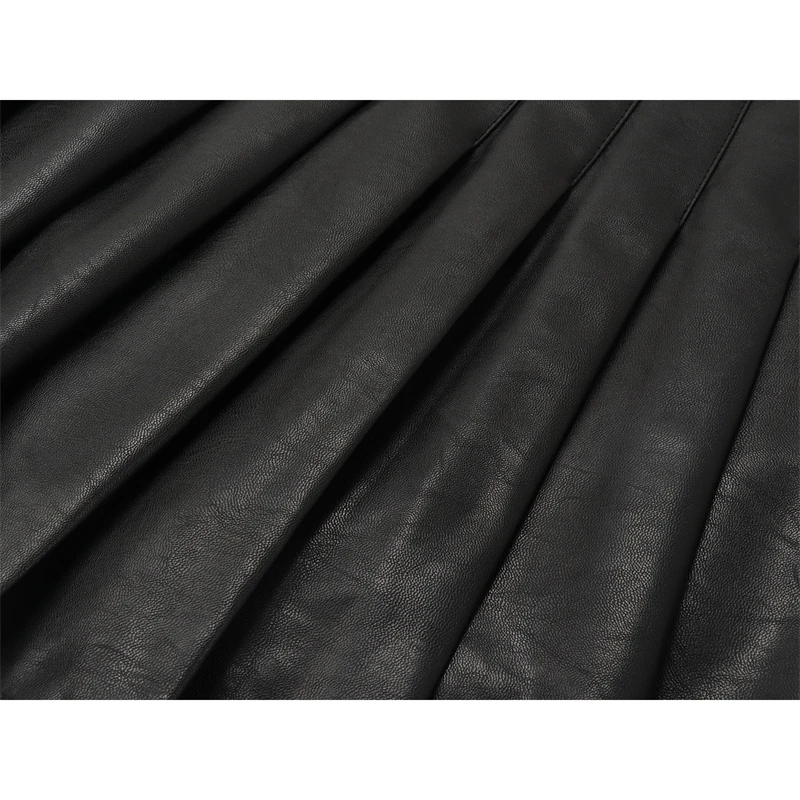 Женская Плиссированная Юбка До Колена винтажная мини-юбка из искусственной кожи