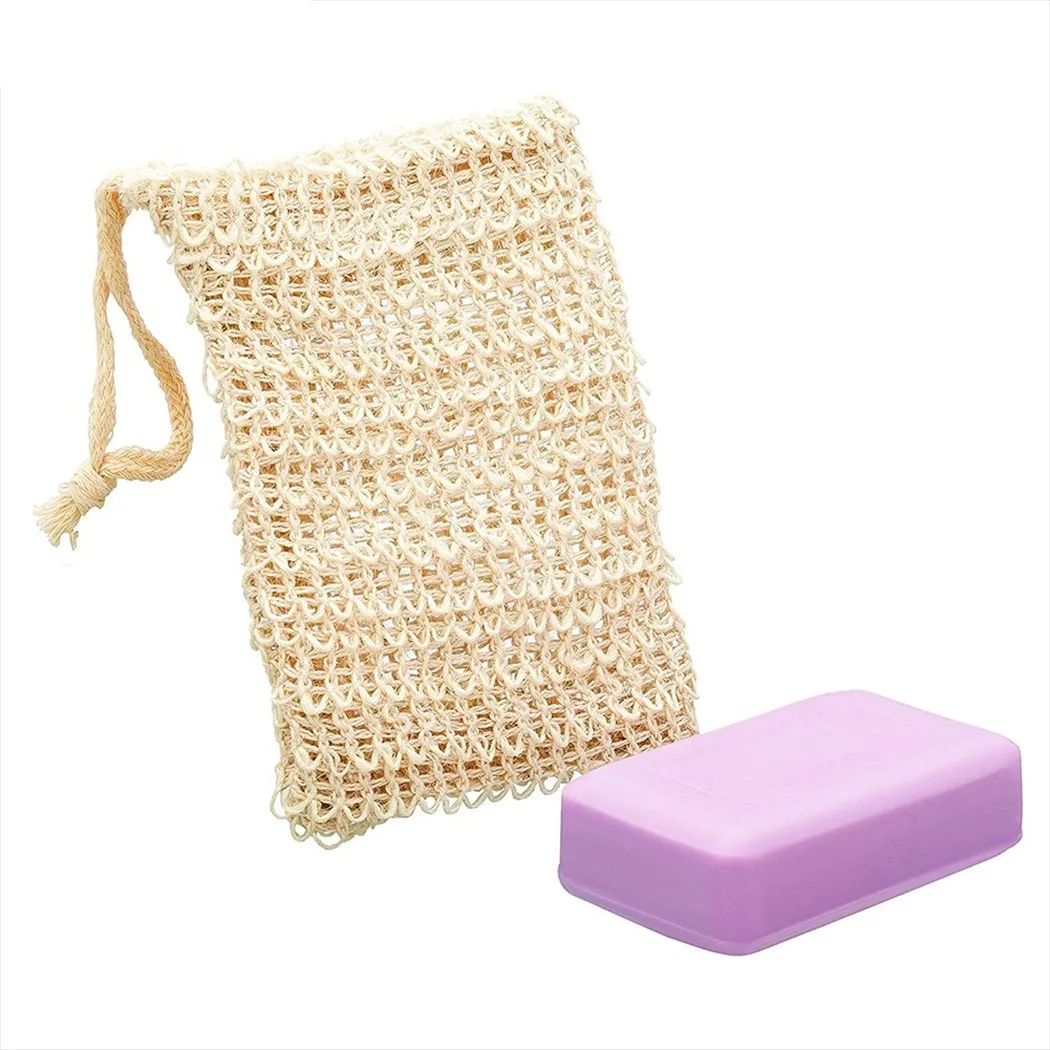 

5Pcs Natural Sisal Soap Bag Soap Saver Pouch Holder Shower Foaming Bag Handmade Exfoliator Sponge Pouch Facial Foaming Net