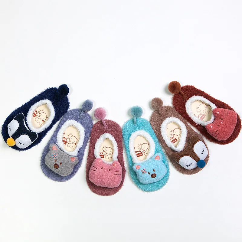 New Infant Baby Coral Socks Boys Girls Anti-slip Floor Sock Lovely 3D Cartoon Animal Doll Newborn Soft Warm 0-3Years | Детская одежда и