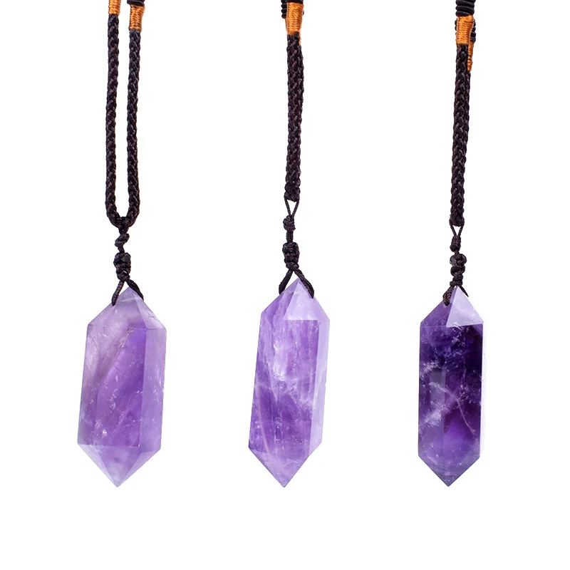 Подвески и ожерелья с лицевым покрытием из натурального аметиста женские модные