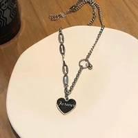 hot new trendy love couple necklace splicing chain peach heart lettering couple confession necklace anniversary gift