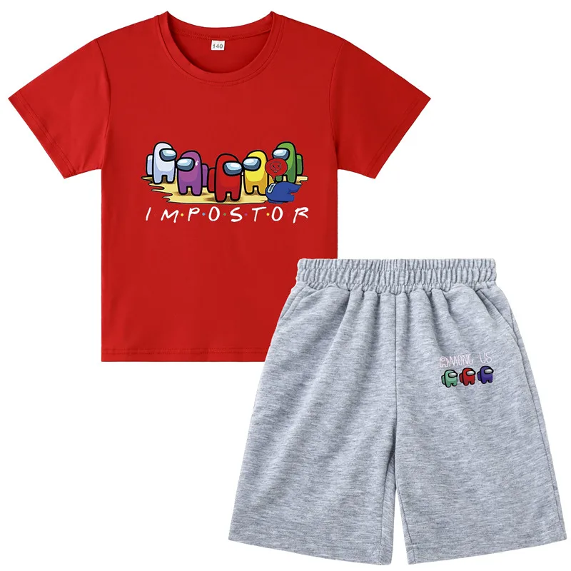 

Among us short sleeve Summer Girls Clothing Sets Kids Clothes Suit Children short sleeve Cool T-Shirt +Pants short children