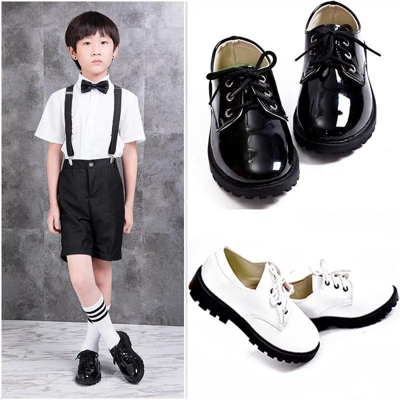 Обувь из искусственной кожи для мальчиков обувь на плоской подошве платье