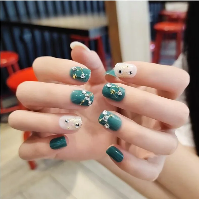 Yallwin гвозди 24 шт. зеленые Сделанные на заказ Украшенные для Неил арта украшения