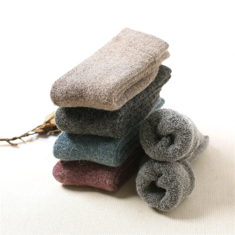 Новые зимние шерстяные теплые носки мужские уплотненные бархатные махровые