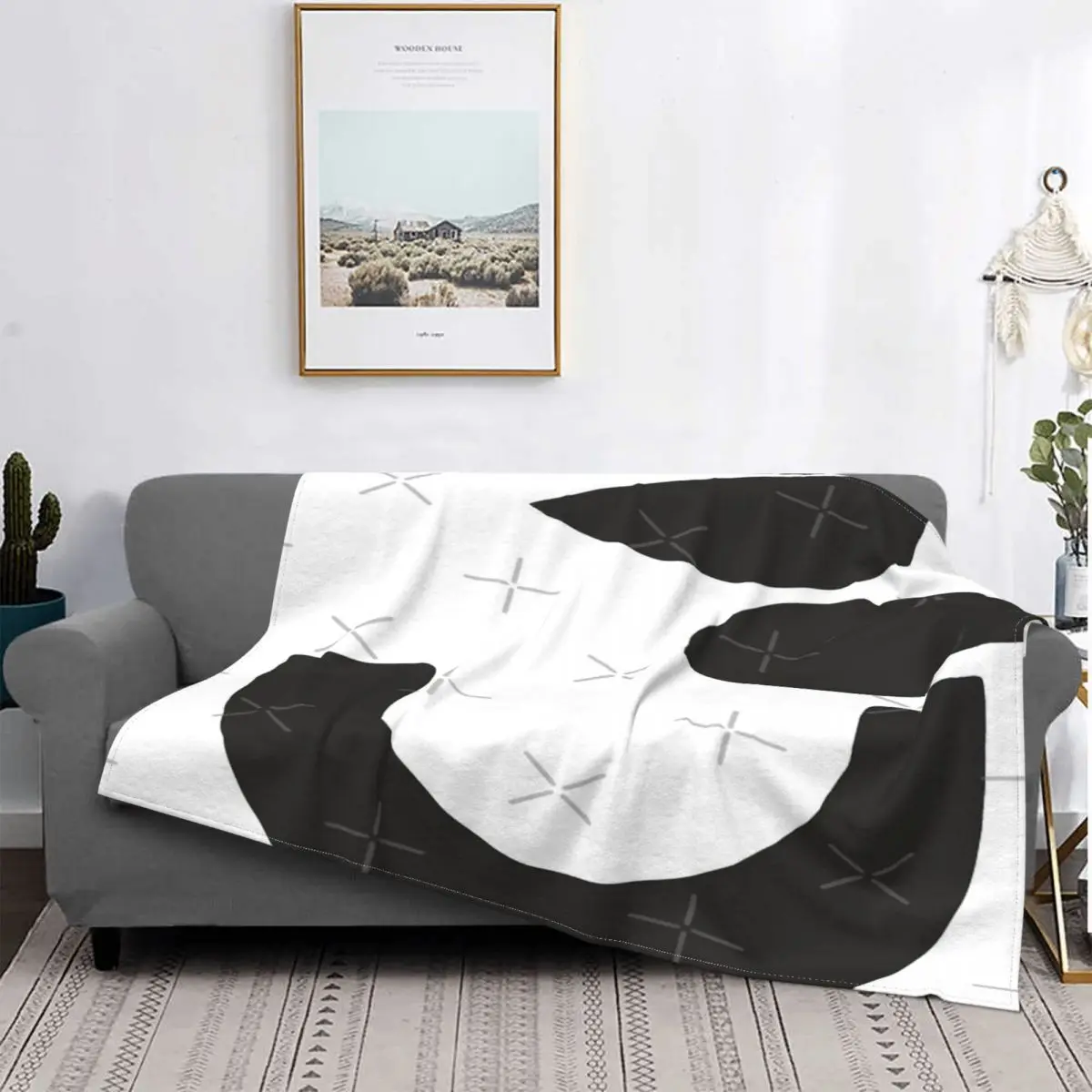 

Manta abstracta minimalista en blanco y negro, colcha a cuadros para cama, Sudadera con capucha, 150