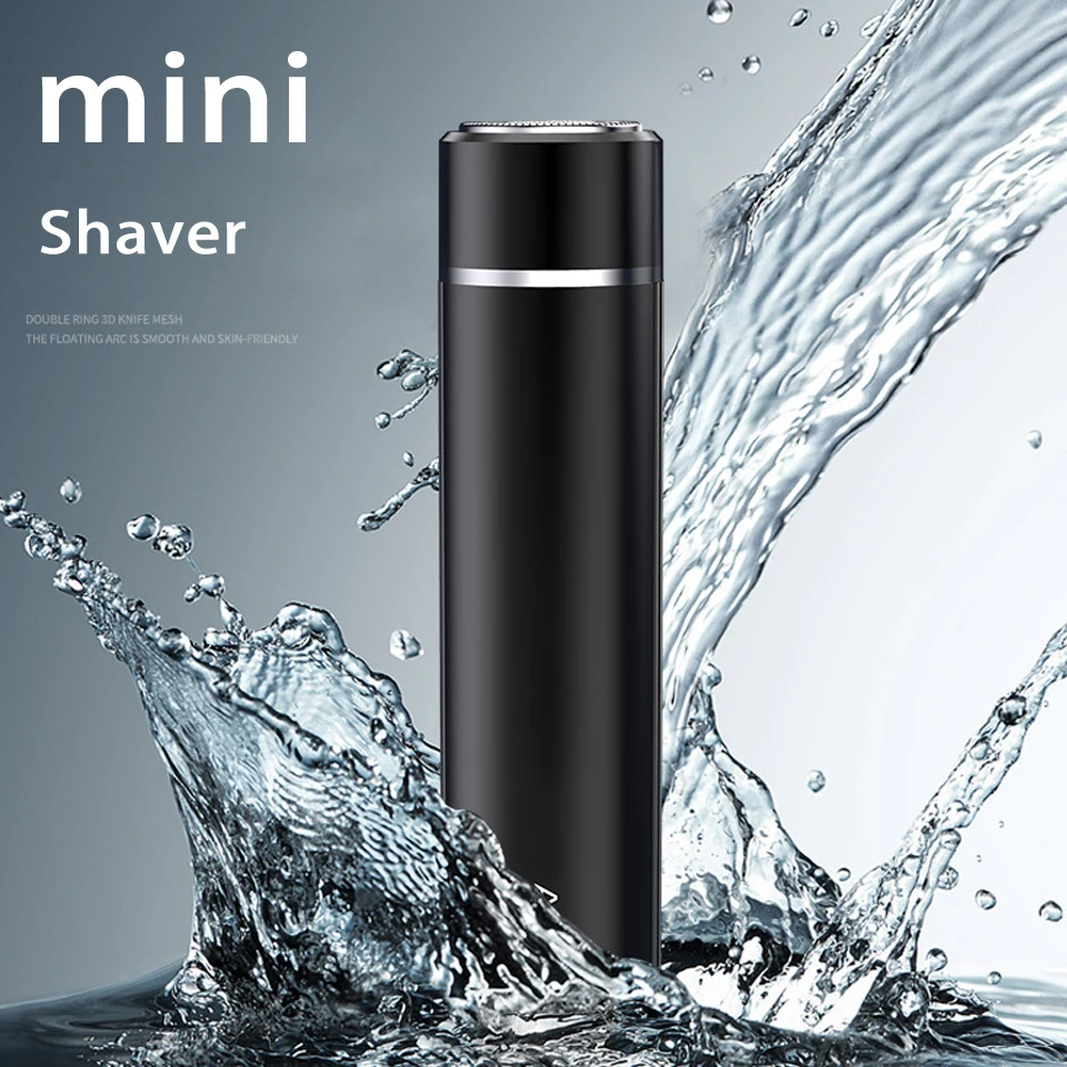 

мини-портативная электрическая бритва для мужчин триммер для бороды водонепроницаемая влажная и сухая машинка для стрижки бороды электрич...