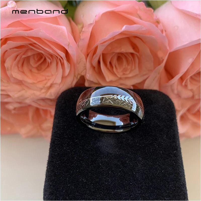 Черный Мужской Перстень вольфрамовый свадебный браслет со стрелкой черный