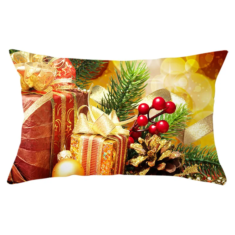 

Household items Christmas new red series peach skin waist pillowcase simple printing sofa pillowcase wholesale