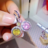 hibride luxury zirconia earrings for women round shape drop earrings bridal weeding jewelry boucle doreille femme 2019 e 542