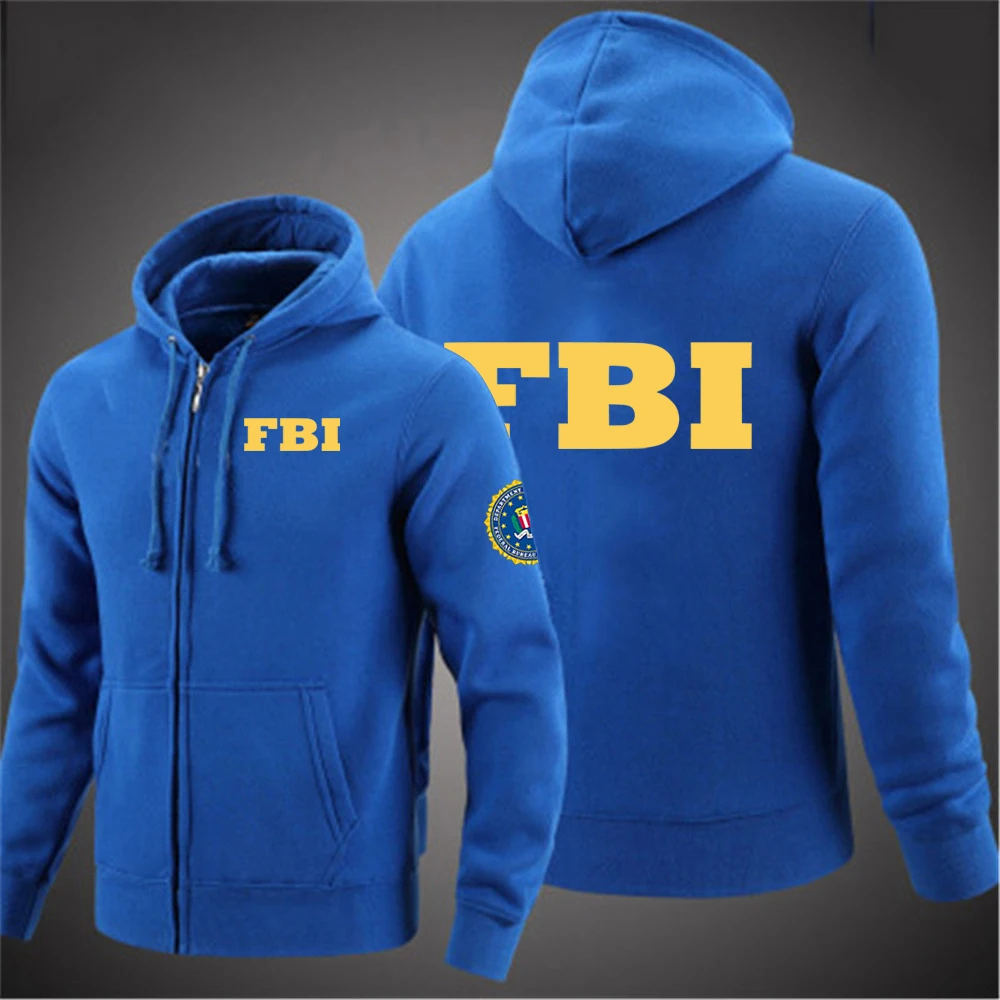 Мужская Новая весенне-осенняя модная Толстовка FBI 2021 на молнии с принтом