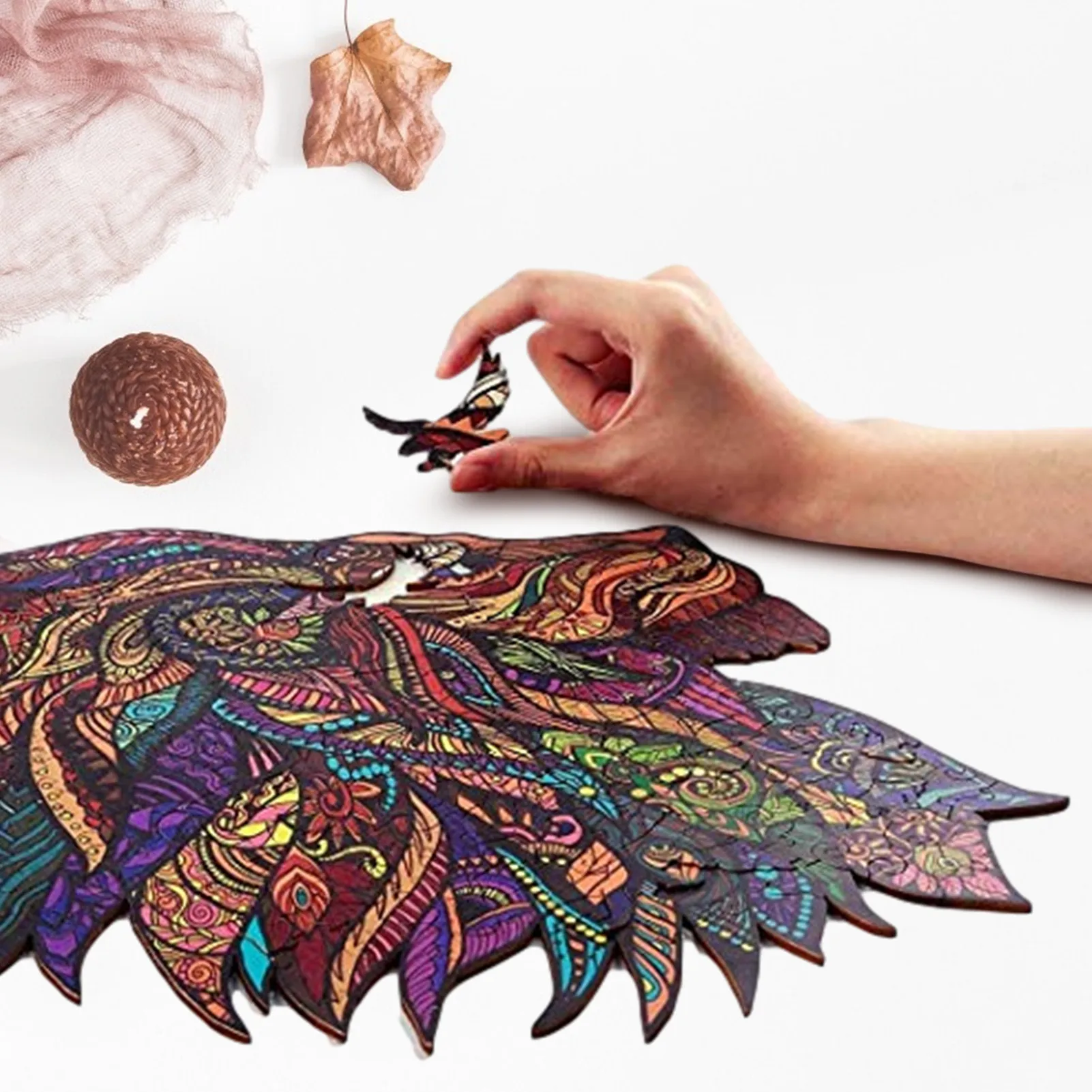 Уникальный деревянный пазл в форме льва четырехцветное покрытие влияет на