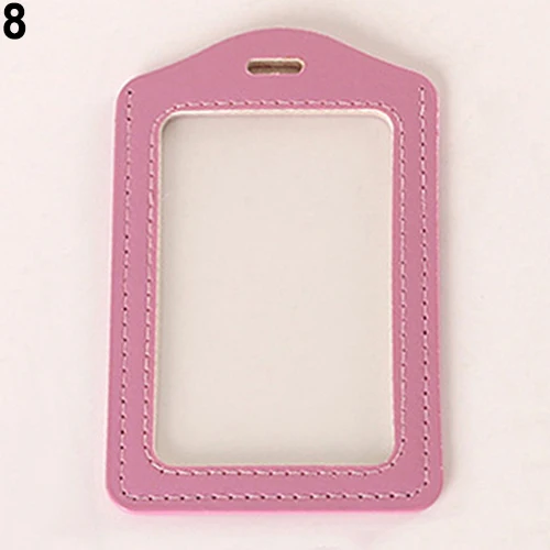 

Hot Fashionable ID Badge Card Holder Faux Leather Frame Clear Case Cover Lanyard