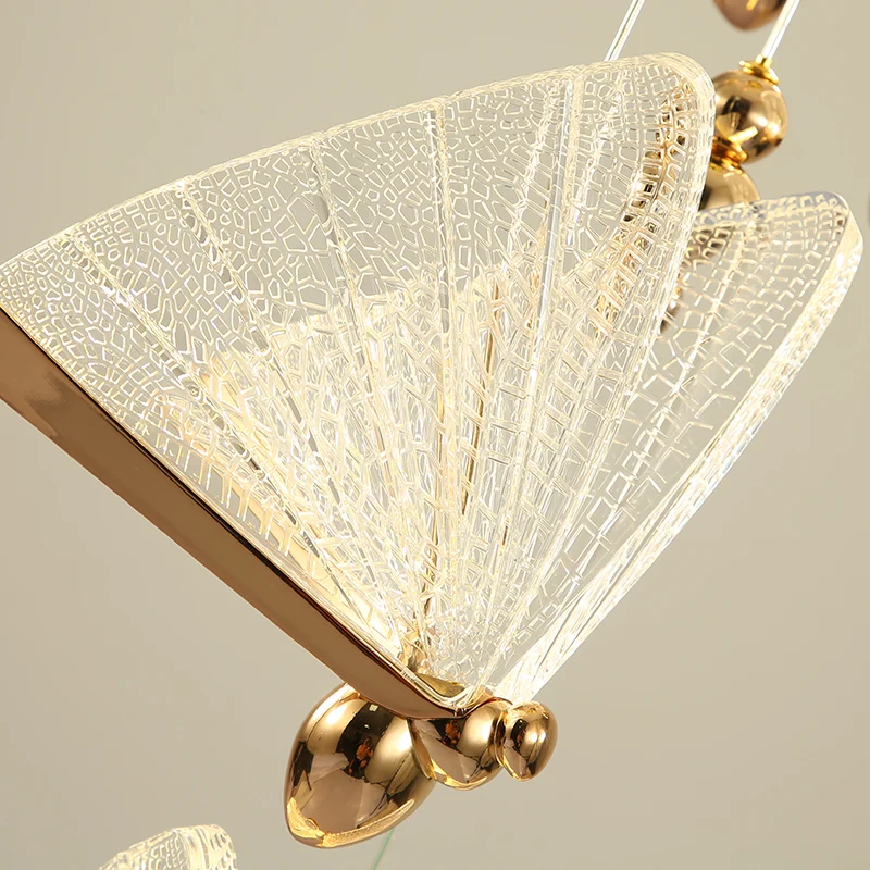 

Modern Butterfly Shape Chandelier Lighting For Living Room Stair Light Bedroom Bedside Lamps Rotating Stair Long Chandeliers
