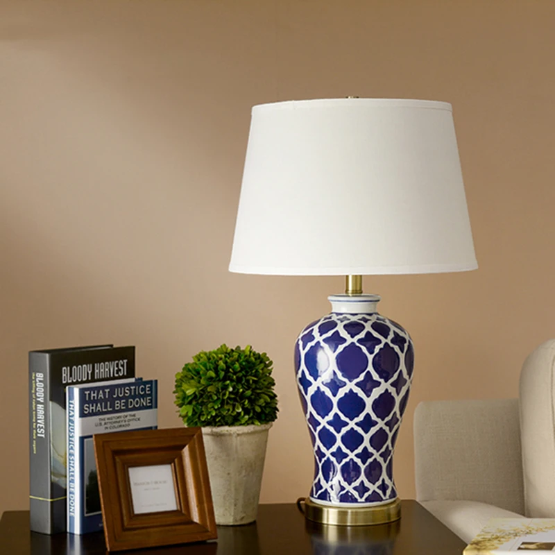 Керамические настольные лампы современные светодиодные синие и белые