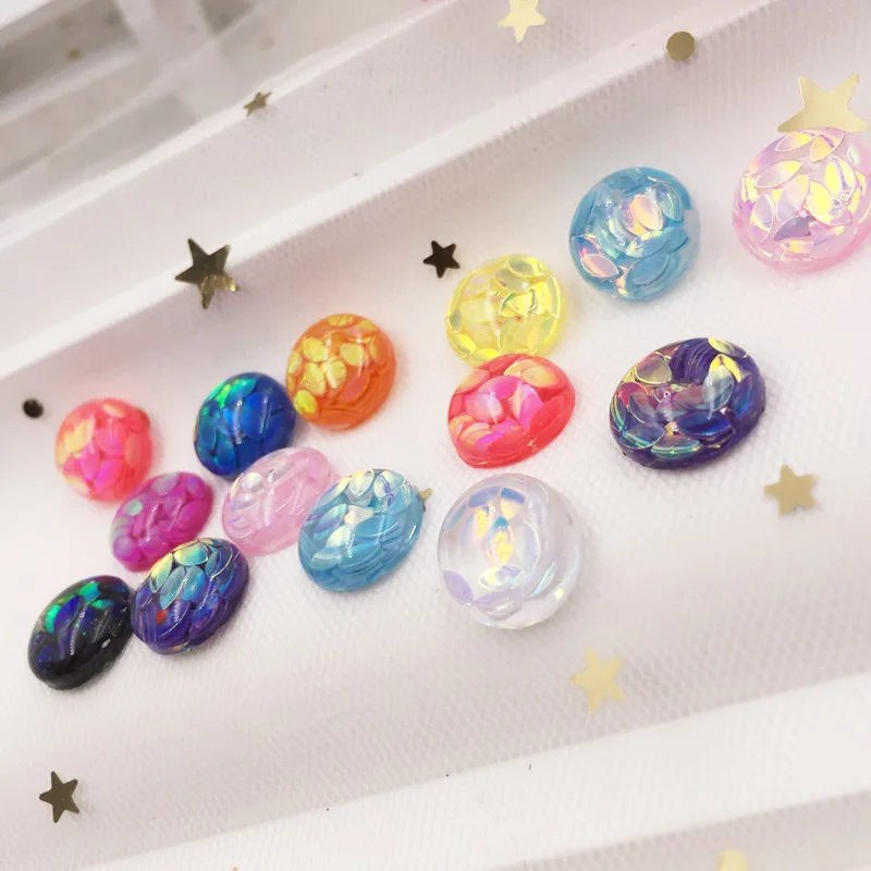 Полимерные блестящие пайетки конский глаз 12 мм круглая плоская спина Кабошон