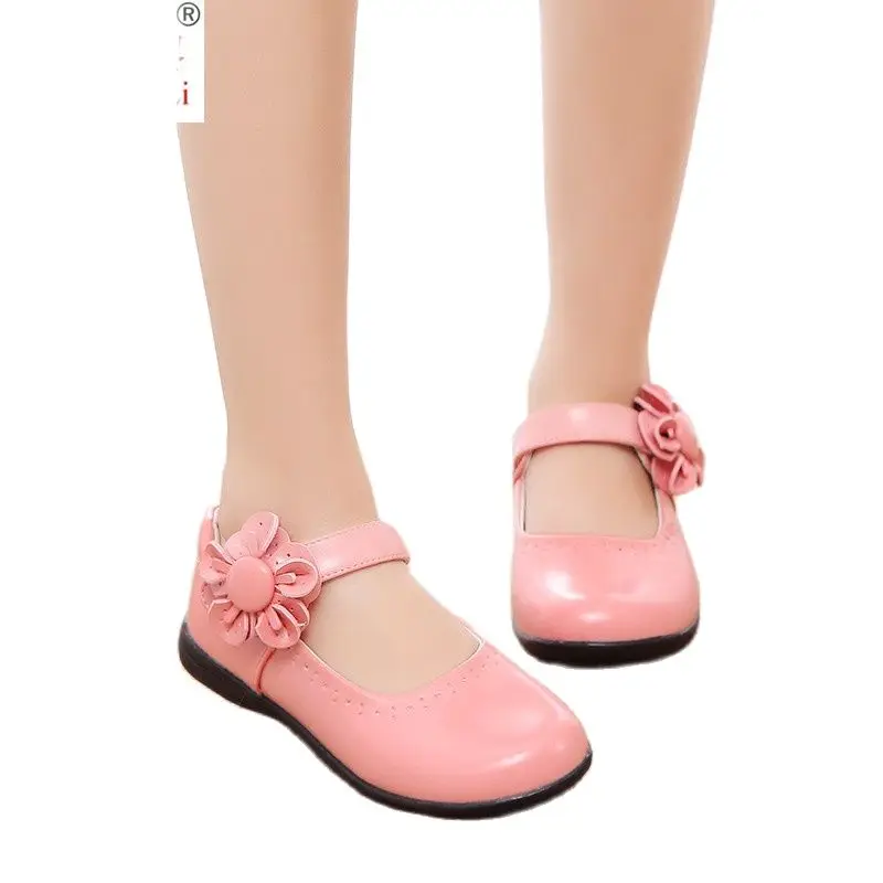 2022 Child Kids Dancing Shoes Girls Spring Autumn New Princess Single Leather Size 26-36 |