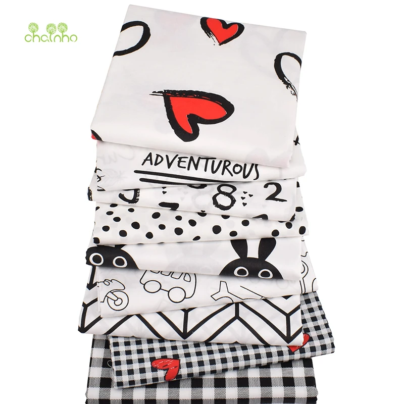 Саржевая хлопчатобумажная ткань с принтом черно-белый мир Лоскутная Ткань для