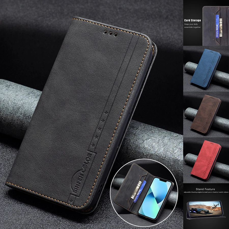 

Wallet Leather Anti-theft Brush Case For OPPO Realme C25 C21 C20 C15 C12 Reno 5Z A52 A72 A74 A92 A93 A94 VIVO Y20 Y21 Y51 Y51A