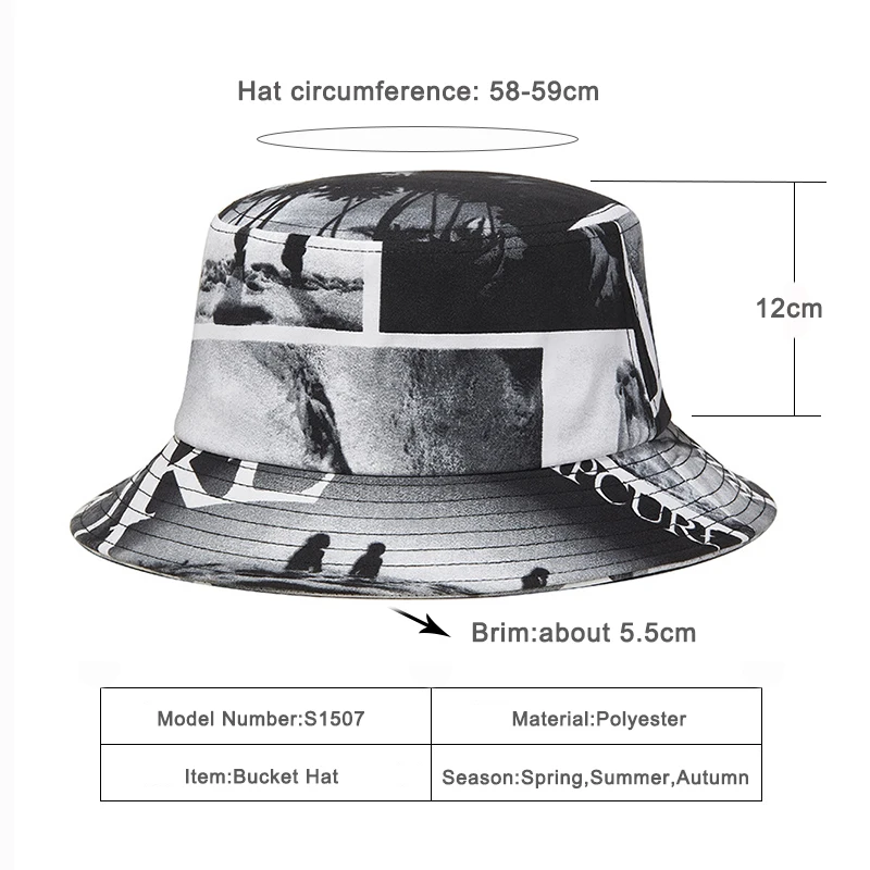 

Wuaumx Casual Summer Bucket Hats For Women Print Panama Cap Fishman Hat For Men Outdoor Travel Hat Hip Hop Sunshade Cap gorras