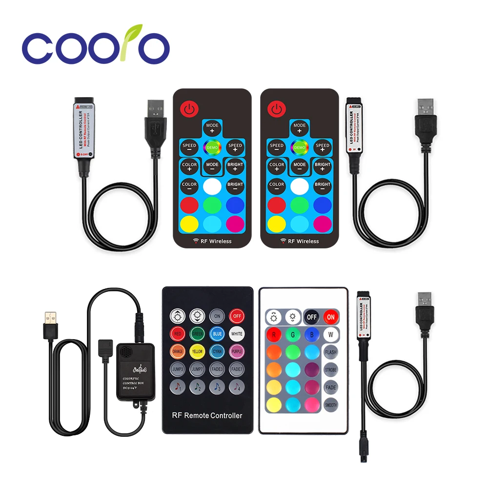 Светодиодный контроллер USB Mini 3Key RF 17Key Music 20Key IR 24Key Bluetooth APP Control RGBW для RGB
