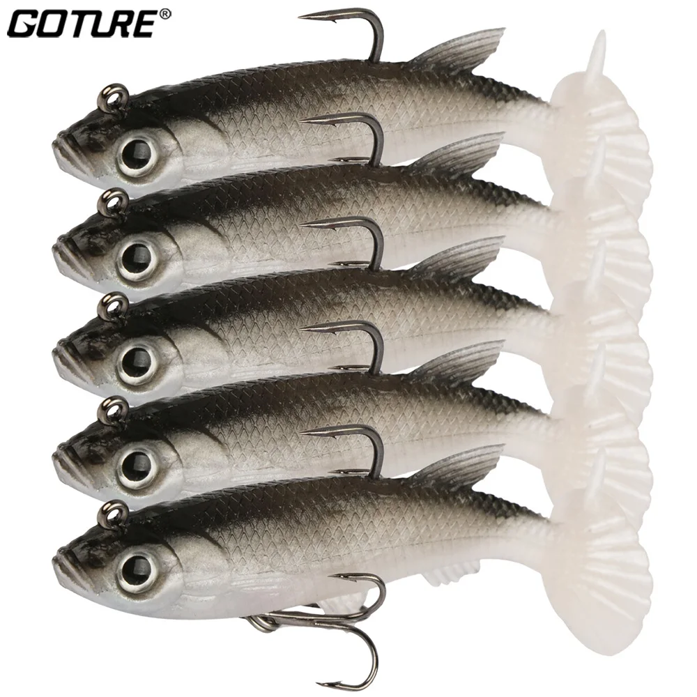 Goture 5 шт./компл. для рыбалки, мягкие блесны на удочку Lead Jig Head 8,4 см 10,7g силиконовый приманка на щуку воблеры приманки, искусственные подойдут для морского окуня для рыбалки