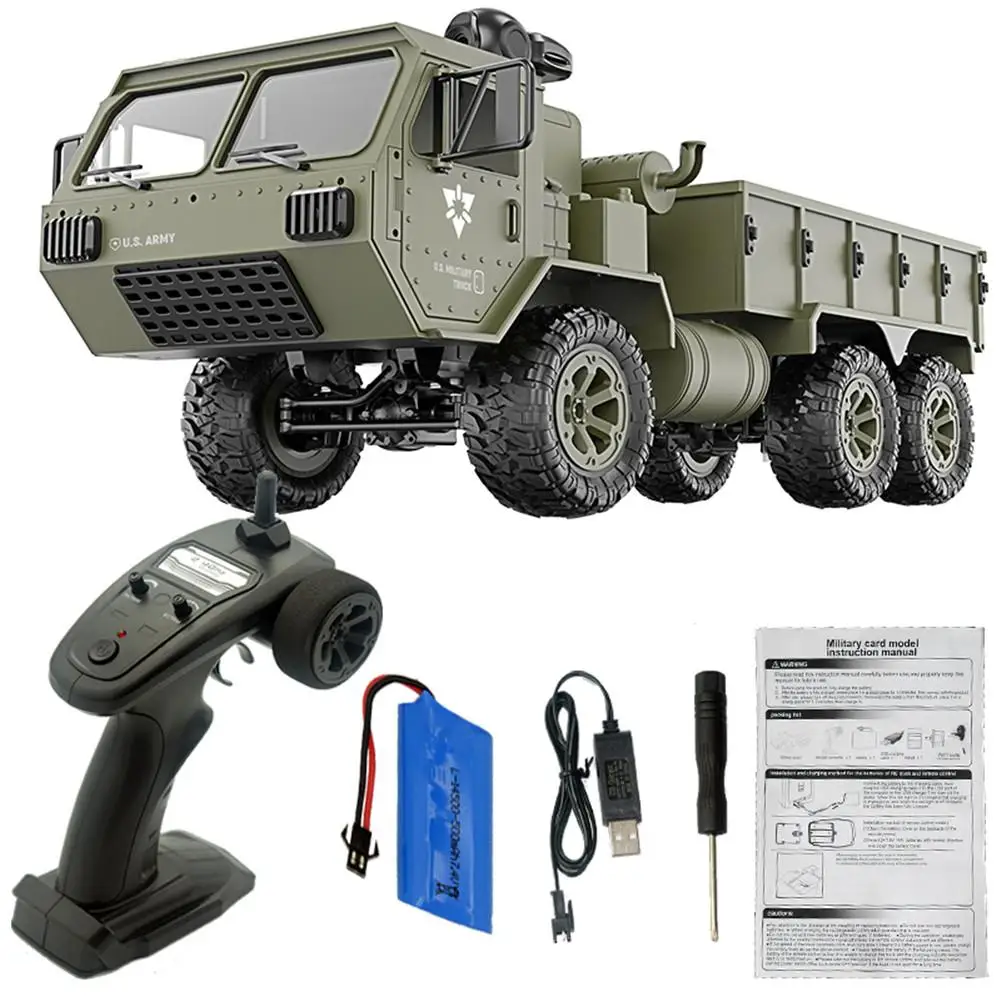 

1/16 6WD 2.4GHz RC Military Car Army Car 20km/h Off-road Car With Super Bright LED Headlights Truck RTR Model Toys Gift Child