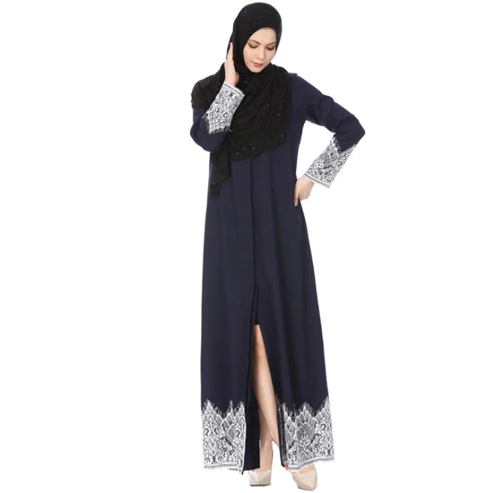 

Ramadan Eid Abaya Dubai Turkey Muslim Eyelashes Lace Long Maxi Dress Islam Kaftan For Women Robe Musulman Djellaba Femme