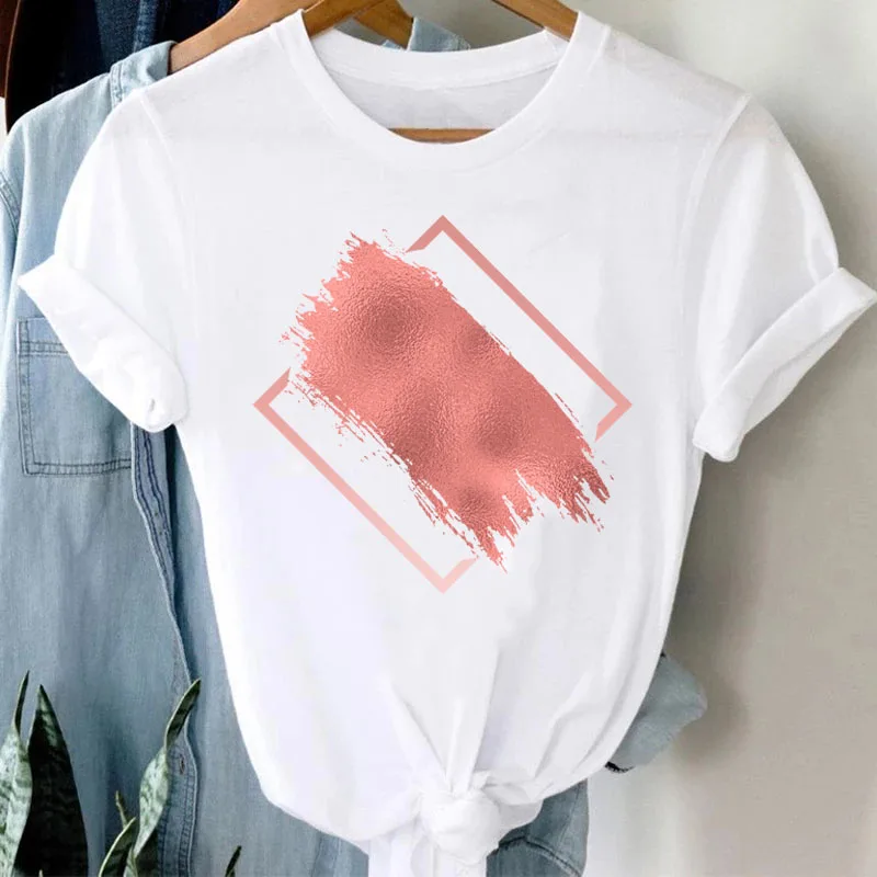 

Geometric Graphic Print Women T-shirt Casual O-neck Short Sleeve White Basic Tshirt Harajuku Tops Female Tee Shirt Streetwear