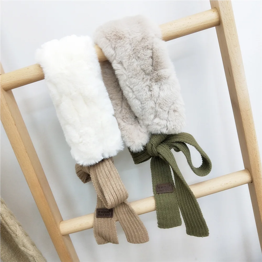 Новый плюшевый шарф для женщин милый воротник из искусственного кроличьего меха