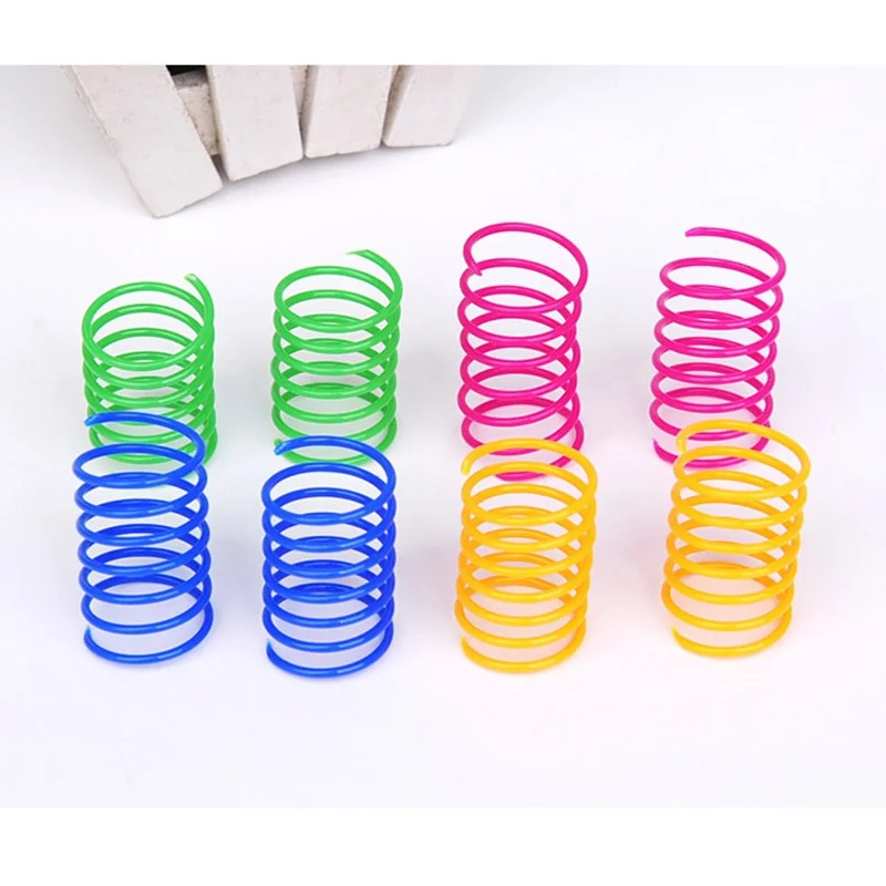 

4pcs Cat Spring Toy Plastic Colorful Coil Spiral Springs Pet Cat Coil Interactive spring Toy muelles para gatos muelle gato