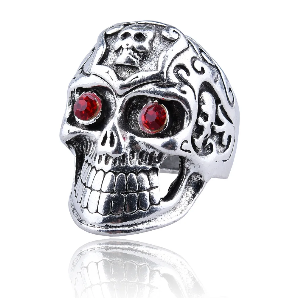 Готическое мужское кольцо в стиле панк Винтажное с черепом стимпанк ювелирное